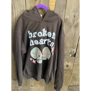 Broken Planet Broken Hearts Hoodie Brown Size L